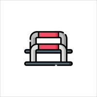 A red and white icon of a chair vector