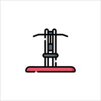 A bicycle on a stand with a red handle vector