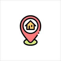 A house icon on a map pointer vector