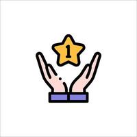 Hands holding a star icon with a star in the middle vector