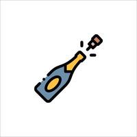 A bottle of champagne with a cork in it vector