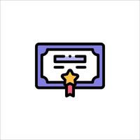 A certificate icon with a star on it vector