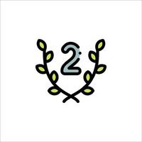 The number two is in a laurel wreath vector