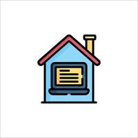 A house with a laptop icon on a white background vector