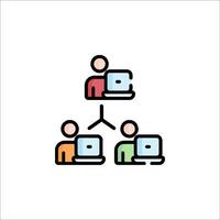 People working on a computer icon illustration vector