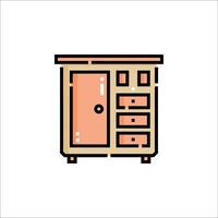 A cabinet with drawers and doors on a white background vector