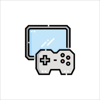 un juego controlador y monitor icono vector