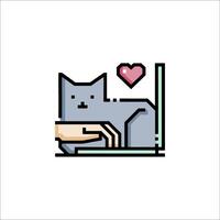 A cat is sitting on a laptop with a heart vector