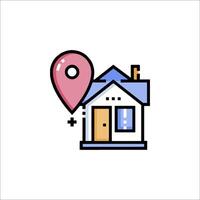 A house with a pin on it and a map marker vector
