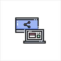 A laptop and a monitor with a line icon vector