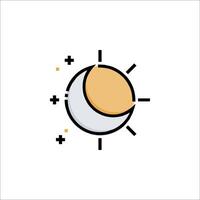The moon and sun are shown in a flat line icon vector