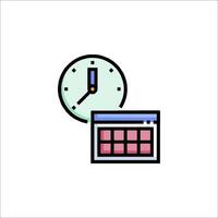 A clock and calendar icon on a white background vector
