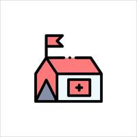 A house with a flag on top and a red cross on the roof vector