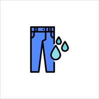 A blue and white icon of a pair of pants with a drop of water vector