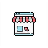 A store icon with a red arrow pointing to it vector