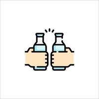 Two hands holding two bottles of water vector