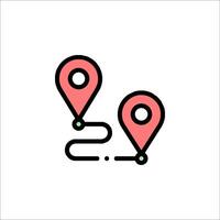 A map marker icon with two arrows pointing to each other vector