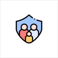 A family shield icon with a child and a man vector