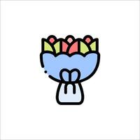 A bouquet of flowers in a vase icon vector