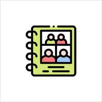 A notebook with people in it, with a green background vector