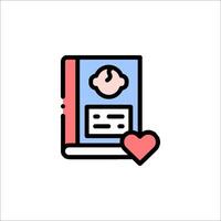 A book with a clock and a heart icon vector
