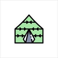 A green tent icon on a white background vector