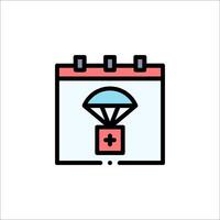 A calendar with a parachute icon vector