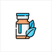 A bottle of medicine with a leaf on it vector