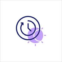 A clock icon with a sun and a clock vector