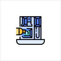 A computer with a keyboard and mouse on it vector
