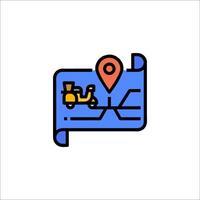 A map with a pin pointing to a location vector