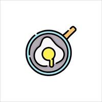 An egg in a frying pan icon vector
