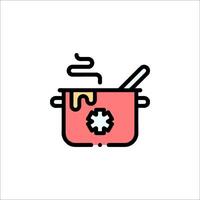 A red pot with a spoon and a spoon in it vector