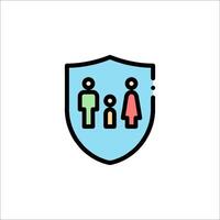 A family shield icon with a child and a man vector