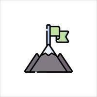 A mountain with a flag on top of it vector