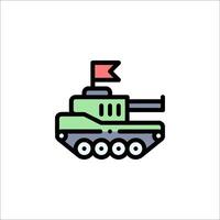 A green tank with a red flag on top vector