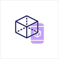 A purple cube with a line through it vector