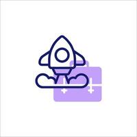 A rocket ship icon on a white background vector
