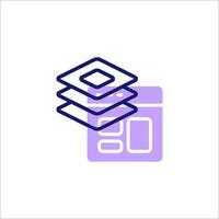 A purple icon with a stack of books on top of a book vector