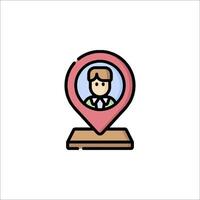A map pin with a person in the center vector