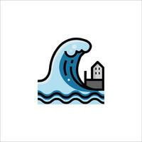 A wave with a house in the middle of it vector