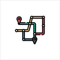 A colorful map icon with a pin on it vector