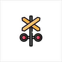 A railroad crossing sign with a red arrow vector