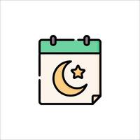 A calendar with a crescent and star on it vector
