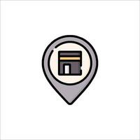 A map pin with a bank building icon vector