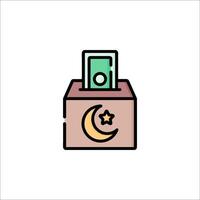 Money in box with crescent and star icon vector