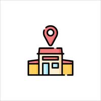 A building with a pin on it vector