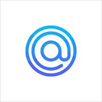 An at sign with blue and white colors vector