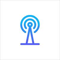 A blue and white logo for a radio tower vector