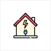 Electricity icon with lightning bolt inside a house vector